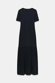Robe longue en maille contrastée