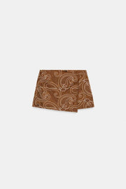 Jupe-culotte brodée effet suédine