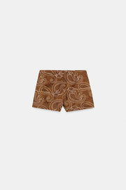 Jupe-culotte brodée effet suédine