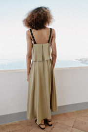 Robe midi double épaisseur à bretelles