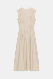 Robe midi en lin à coulisses