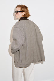 Veste pied-en-poule finitions effet cuir