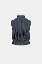 Top en lin à boucle et clous