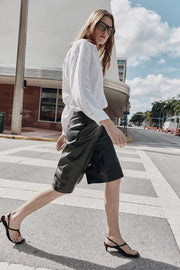 Bermuda long effet cuir