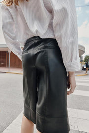 Bermuda long effet cuir