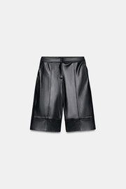 Bermuda long effet cuir