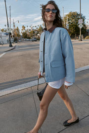 Blouson matelassé à col contrasté