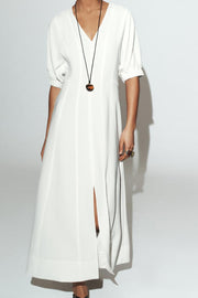 Robe midi à manches bouffantes