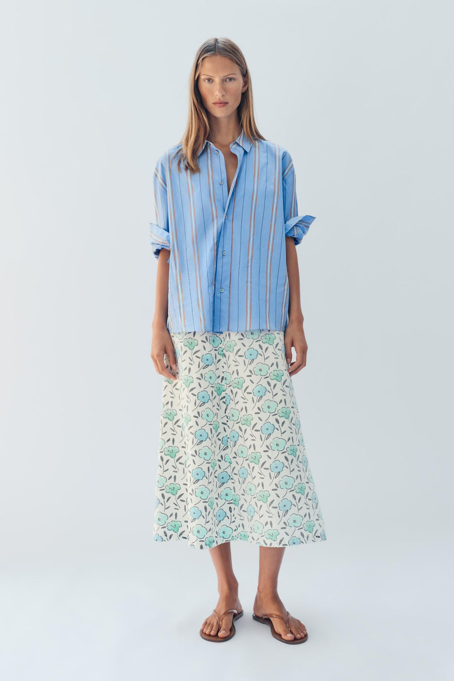Jupe midi à fleurs en lin Édition limitée