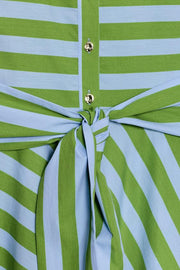 Robe midi à rayures avec ceinture