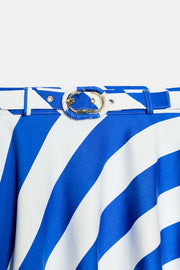Jupe midi à rayures avec ceinture