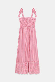 Robe midi à rayures avec nœuds