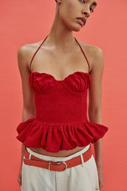 Top bouclé contrasté