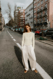Pantalon coupe barrel satiné