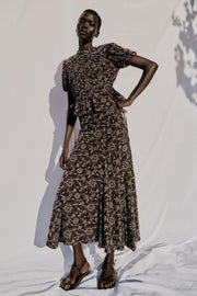 Jupe midi brodée