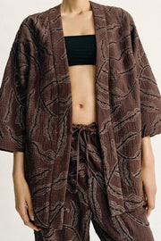 Veste kimono à sequins en fil métallisé