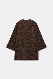 Veste kimono à sequins en fil métallisé