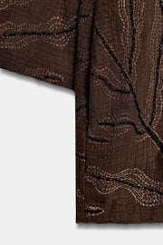 Veste kimono à sequins en fil métallisé