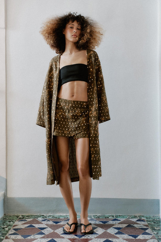 Veste longue kimono à sequins