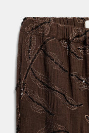 Pantalon bouffant à sequins en fil métallisé