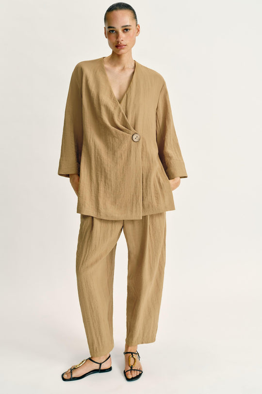 Veste d’ensemble croisée à fentes latérales