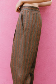 Pantalon à rayures 100 % lin