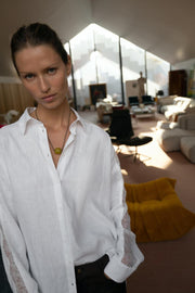 Chemise oversize en lin et dentelle