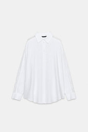 Chemise oversize en lin et dentelle
