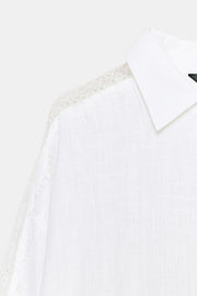 Chemise oversize en lin et dentelle