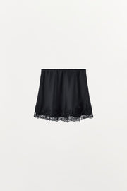 Jupe mini satinée en dentelle