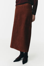 Jupe midi 100 % cuir suédé Édition limitée