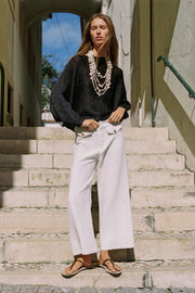 Pantalon-culotte en tissu texturé