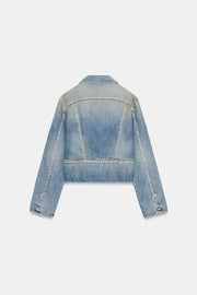 Veste en denim TRF à fermeture zippée