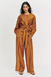 Veste safari en lin avec ceinture