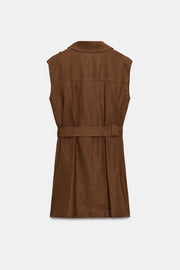 Robe courte en lin avec ceinture