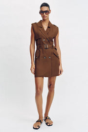 Robe courte en lin avec ceinture