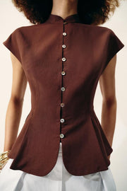 Top peplum à pinces