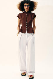 Top peplum à pinces