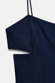 Robe midi à bretelles à découpes