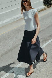 Jupe-cape midi Z1975 en denim à volant