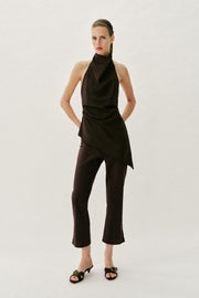 Pantalon mini coupe évasée en lin