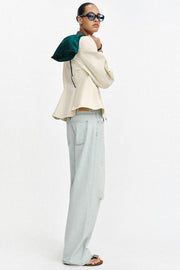 Blouson peplum à col contrasté