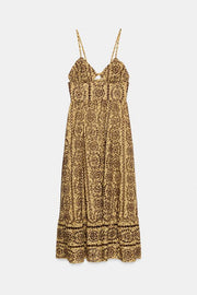 Robe midi brodée ajourée à découpes