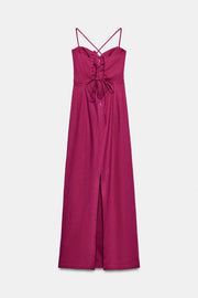 Robe midi à bretelles en lin
