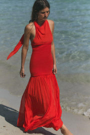 Robe dos-nu contrastée à volume
