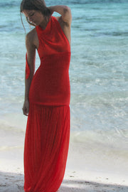 Robe dos-nu contrastée à volume