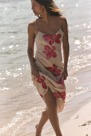 Robe midi drapée à fleurs