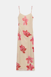 Robe midi drapée à fleurs