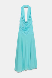 Robe midi dos-nu contrastée