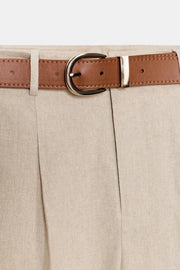 Pantalon en lin à pinces avec ceinture